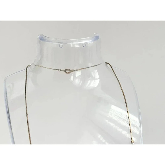 Pearl & Gold Toned Vintage Minimalist Dainty Cobra Chain Necklace - 17.5" - Picture 7 of 9